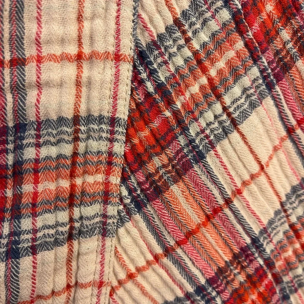 Free People Flannel Red and White Plaid Button-Up Shirt - Picture 5 of 6